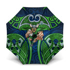 Canberra Raiders Rugby Umbrella Polynesian Tribal Viking Warrior Green Blue Pattern