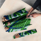 Canberra Raiders Rugby Umbrella Polynesian Tribal Viking Warrior Green Blue Pattern