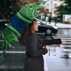 Canberra Raiders Rugby Umbrella Polynesian Tribal Viking Warrior Green Blue Pattern