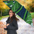 Canberra Raiders Rugby Umbrella Polynesian Tribal Viking Warrior Green Blue Pattern