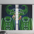 Canberra Raiders Rugby Window Curtain Polynesian Tribal Viking Warrior Green Blue Pattern
