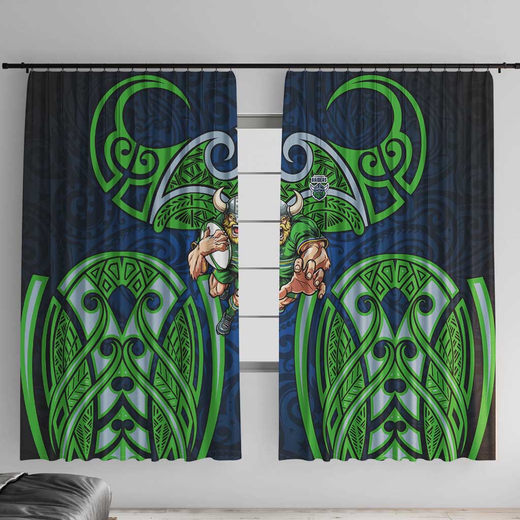 Canberra Raiders Rugby Window Curtain Polynesian Tribal Viking Warrior Green Blue Pattern