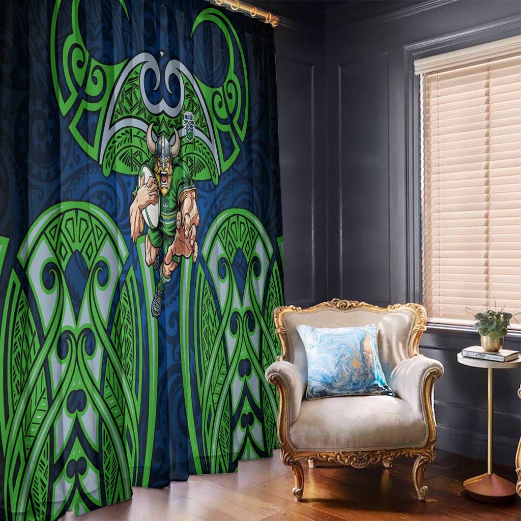 Canberra Raiders Rugby Window Curtain Polynesian Tribal Viking Warrior Green Blue Pattern