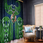 Canberra Raiders Rugby Window Curtain Polynesian Tribal Viking Warrior Green Blue Pattern