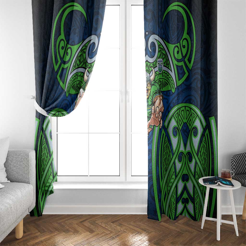 Canberra Raiders Rugby Window Curtain Polynesian Tribal Viking Warrior Green Blue Pattern