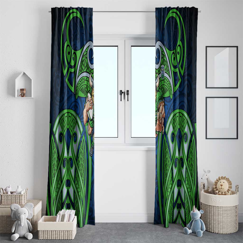 Canberra Raiders Rugby Window Curtain Polynesian Tribal Viking Warrior Green Blue Pattern
