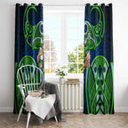 Canberra Raiders Rugby Window Curtain Polynesian Tribal Viking Warrior Green Blue Pattern