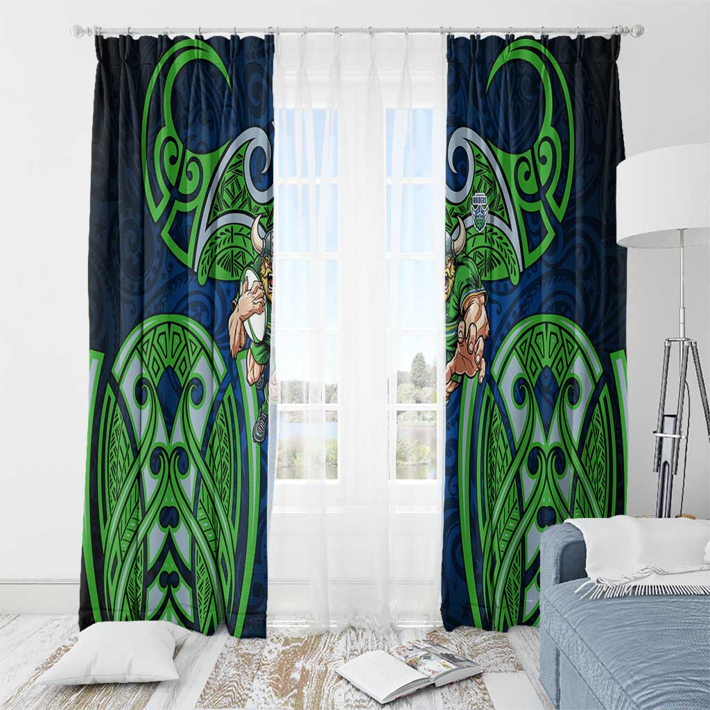 Canberra Raiders Rugby Window Curtain Polynesian Tribal Viking Warrior Green Blue Pattern