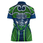 Canberra Raiders Rugby Women Polo Shirt Polynesian Tribal Viking Warrior Green Blue Pattern