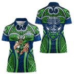 Canberra Raiders Rugby Women Polo Shirt Polynesian Tribal Viking Warrior Green Blue Pattern