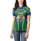 Canberra Raiders Rugby Women Polo Shirt Polynesian Tribal Viking Warrior Green Blue Pattern