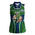 Canberra Raiders Rugby Women Sleeveless Polo Shirt Polynesian Tribal Viking Warrior Green Blue Pattern