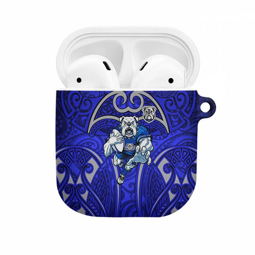 Canterbury Bankstown Bulldogs Rugby AirPods Case Polynesian Tribal Bulldog Warrior Blue Pattern