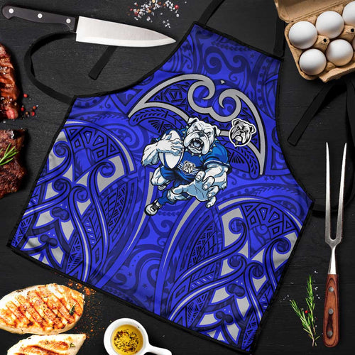 Canterbury Bankstown Bulldogs Rugby Apron Polynesian Tribal Bulldog Warrior Blue Pattern