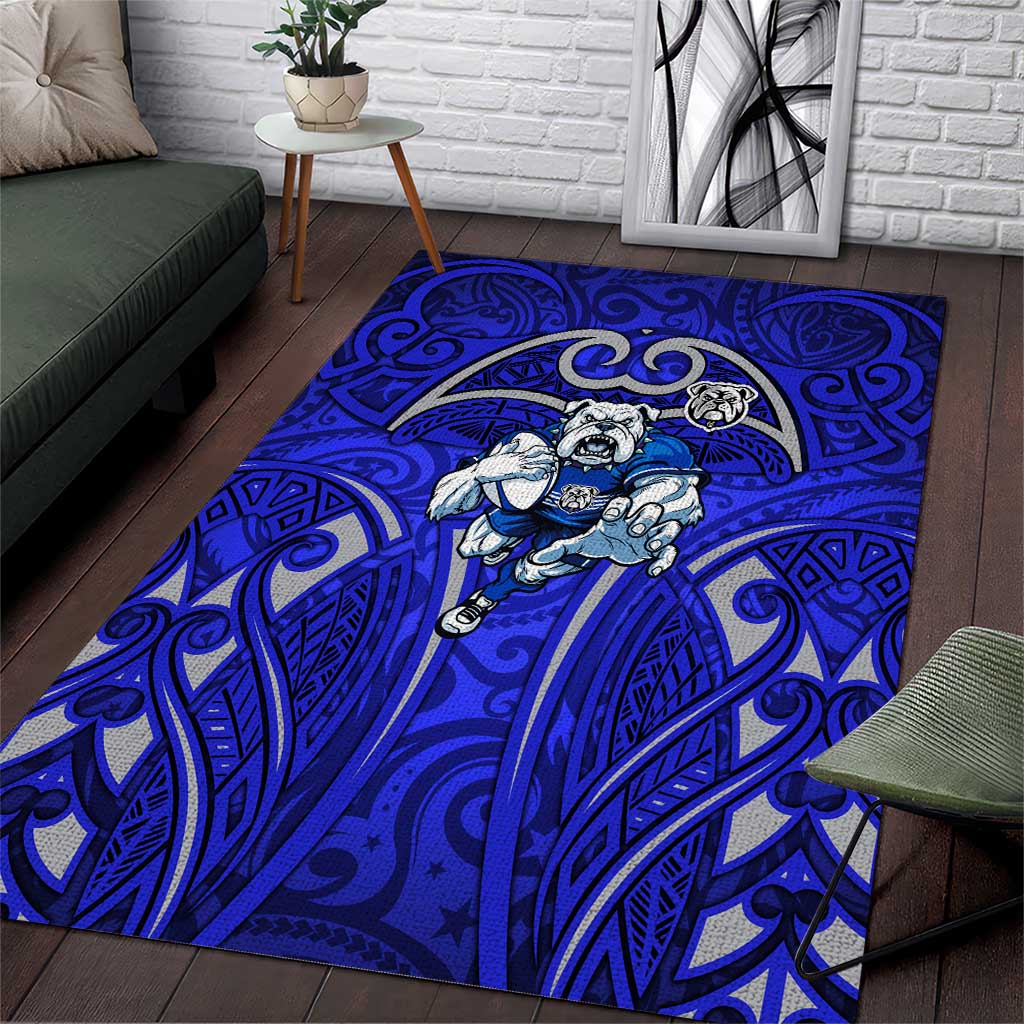 Canterbury Bankstown Bulldogs Rugby Area Rug Polynesian Tribal Bulldog Warrior Blue Pattern