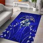 Canterbury Bankstown Bulldogs Rugby Area Rug Polynesian Tribal Bulldog Warrior Blue Pattern