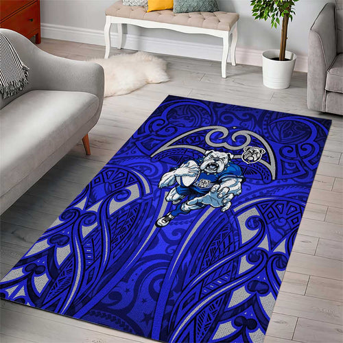 Canterbury Bankstown Bulldogs Rugby Area Rug Polynesian Tribal Bulldog Warrior Blue Pattern