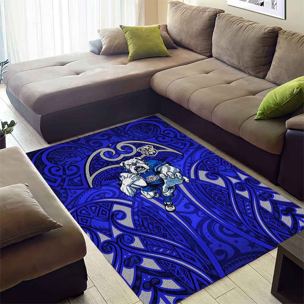 Canterbury Bankstown Bulldogs Rugby Area Rug Polynesian Tribal Bulldog Warrior Blue Pattern