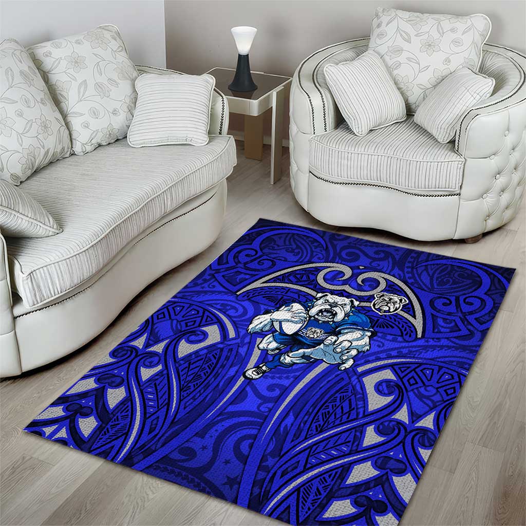 Canterbury Bankstown Bulldogs Rugby Area Rug Polynesian Tribal Bulldog Warrior Blue Pattern