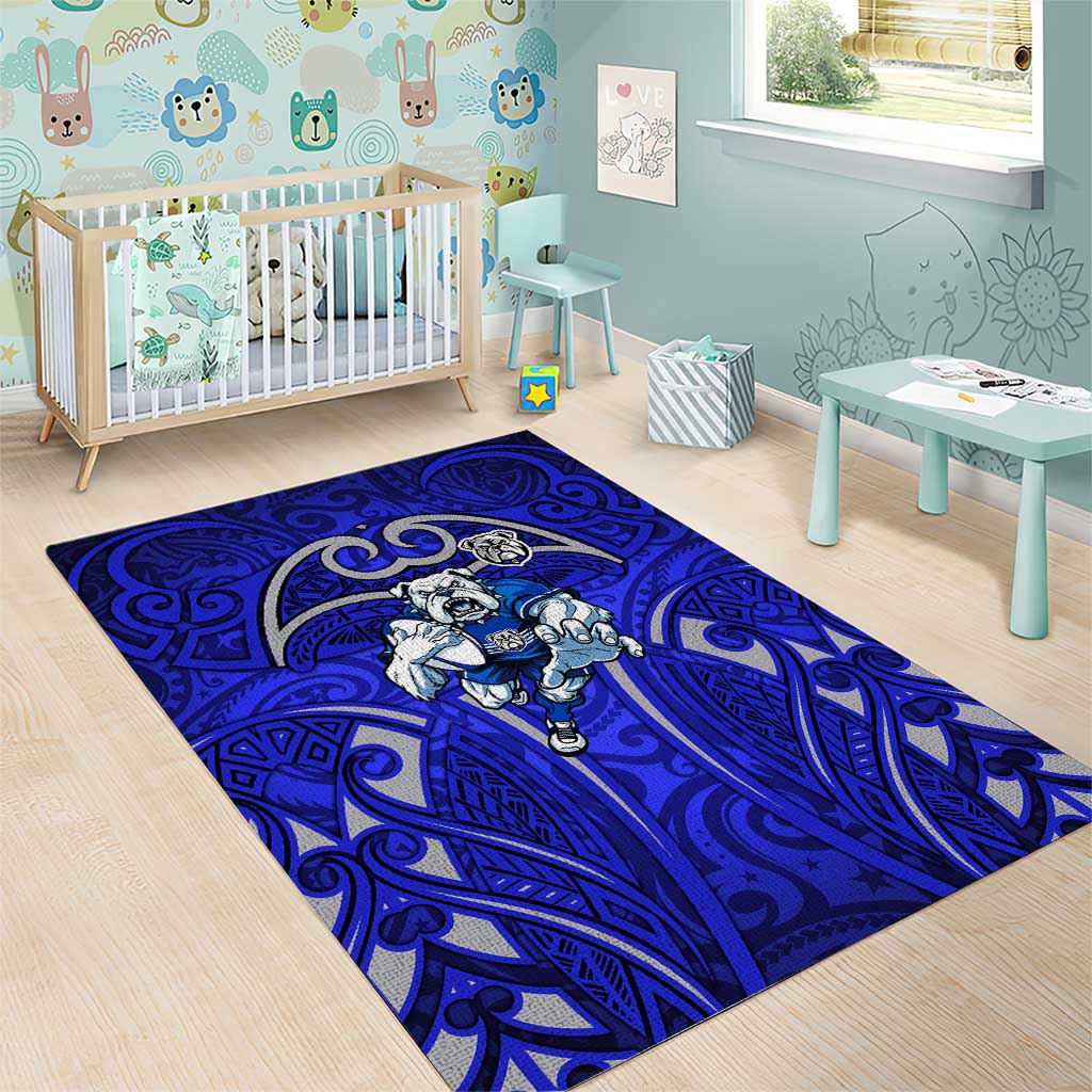 Canterbury Bankstown Bulldogs Rugby Area Rug Polynesian Tribal Bulldog Warrior Blue Pattern