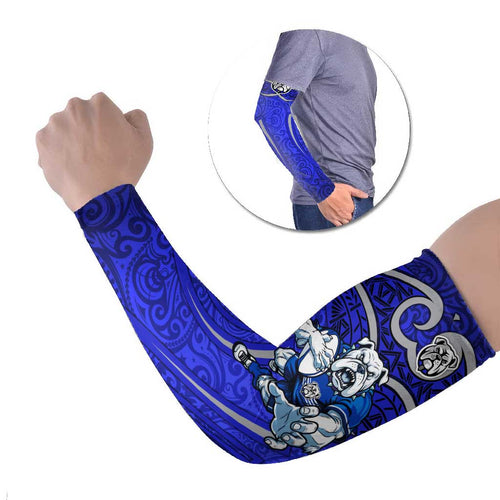 Canterbury Bankstown Bulldogs Rugby Arm Sleeves Polynesian Tribal Bulldog Warrior Blue Pattern
