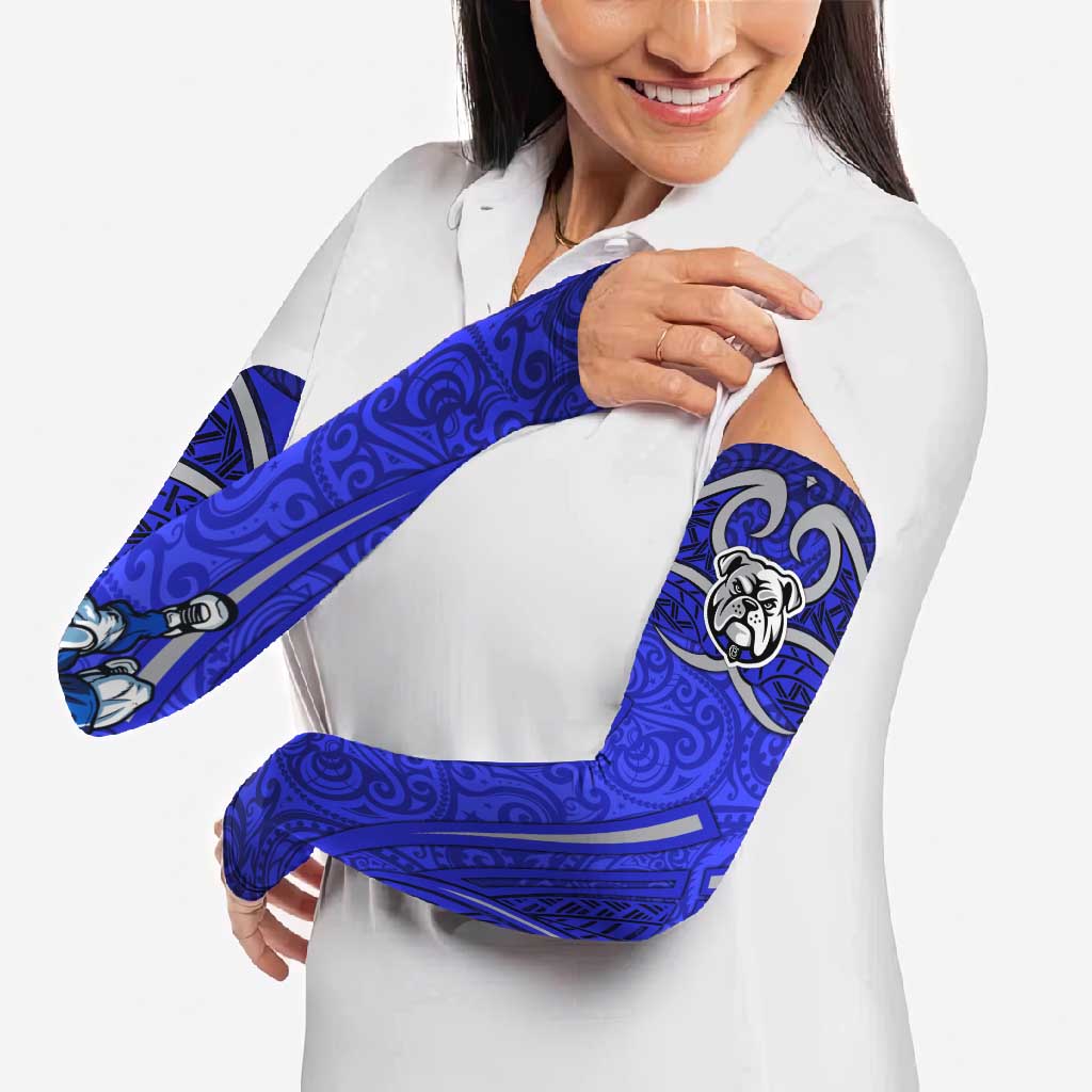 Canterbury Bankstown Bulldogs Rugby Arm Sleeves Polynesian Tribal Bulldog Warrior Blue Pattern