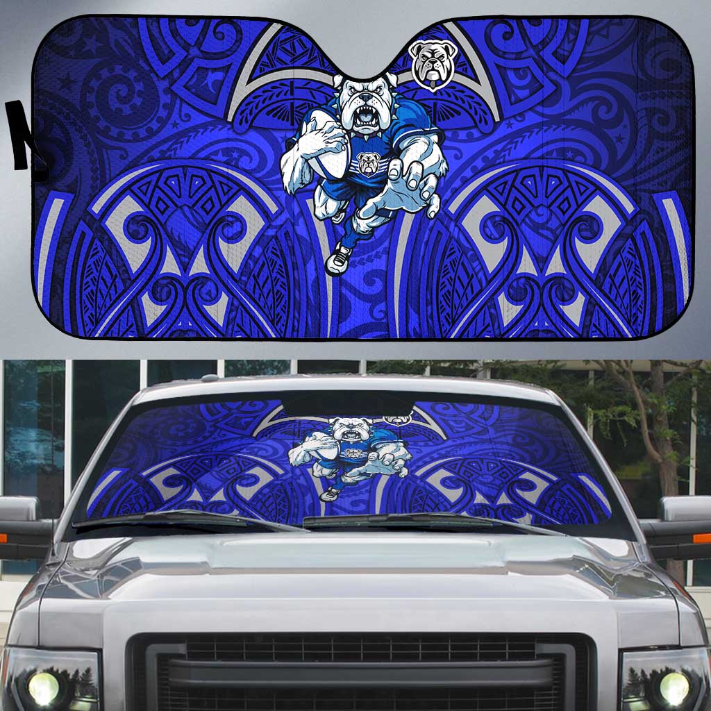 Canterbury Bankstown Bulldogs Rugby Auto Sun Shade Polynesian Tribal Bulldog Warrior Blue Pattern