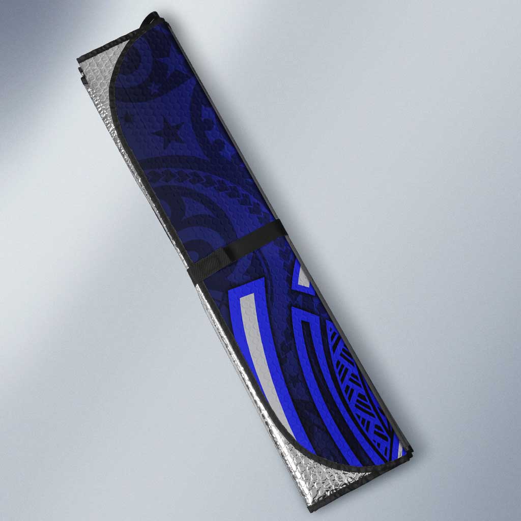 Canterbury Bankstown Bulldogs Rugby Auto Sun Shade Polynesian Tribal Bulldog Warrior Blue Pattern