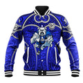 Canterbury Bankstown Bulldogs Rugby Baseball Jacket Polynesian Tribal Bulldog Warrior Blue Pattern