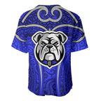 Canterbury Bankstown Bulldogs Rugby Baseball Jersey Polynesian Tribal Bulldog Warrior Blue Pattern