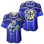 Canterbury Bankstown Bulldogs Rugby Baseball Jersey Polynesian Tribal Bulldog Warrior Blue Pattern