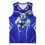 Canterbury Bankstown Bulldogs Rugby Basketball Jersey Polynesian Tribal Bulldog Warrior Blue Pattern