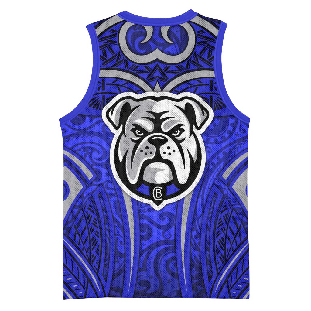 Canterbury Bankstown Bulldogs Rugby Basketball Jersey Polynesian Tribal Bulldog Warrior Blue Pattern