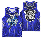 Canterbury Bankstown Bulldogs Rugby Basketball Jersey Polynesian Tribal Bulldog Warrior Blue Pattern