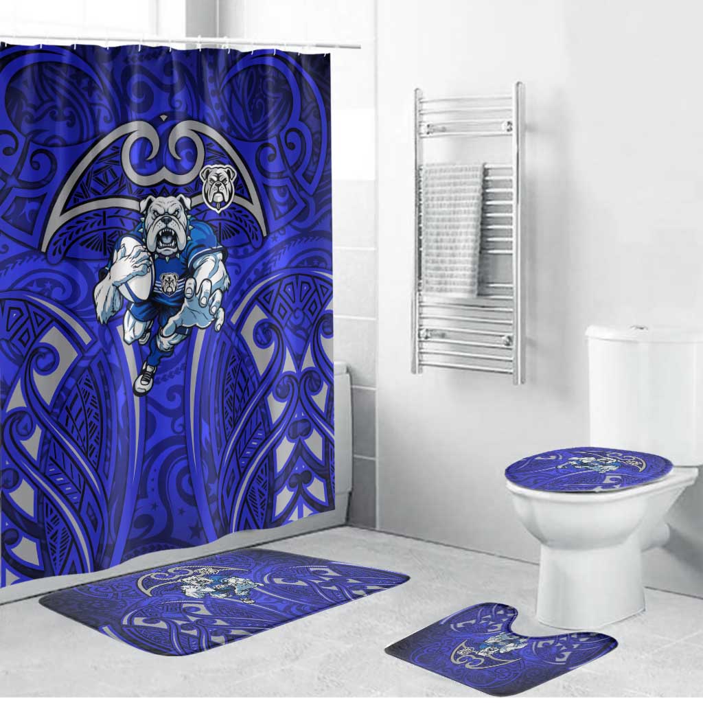 Canterbury Bankstown Bulldogs Rugby Bathroom Set Polynesian Tribal Bulldog Warrior Blue Pattern