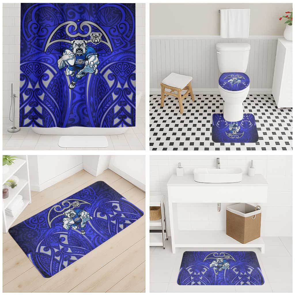 Canterbury Bankstown Bulldogs Rugby Bathroom Set Polynesian Tribal Bulldog Warrior Blue Pattern