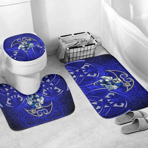 Canterbury Bankstown Bulldogs Rugby Bathroom Set Polynesian Tribal Bulldog Warrior Blue Pattern
