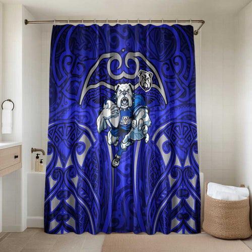Canterbury Bankstown Bulldogs Rugby Bathroom Set Polynesian Tribal Bulldog Warrior Blue Pattern