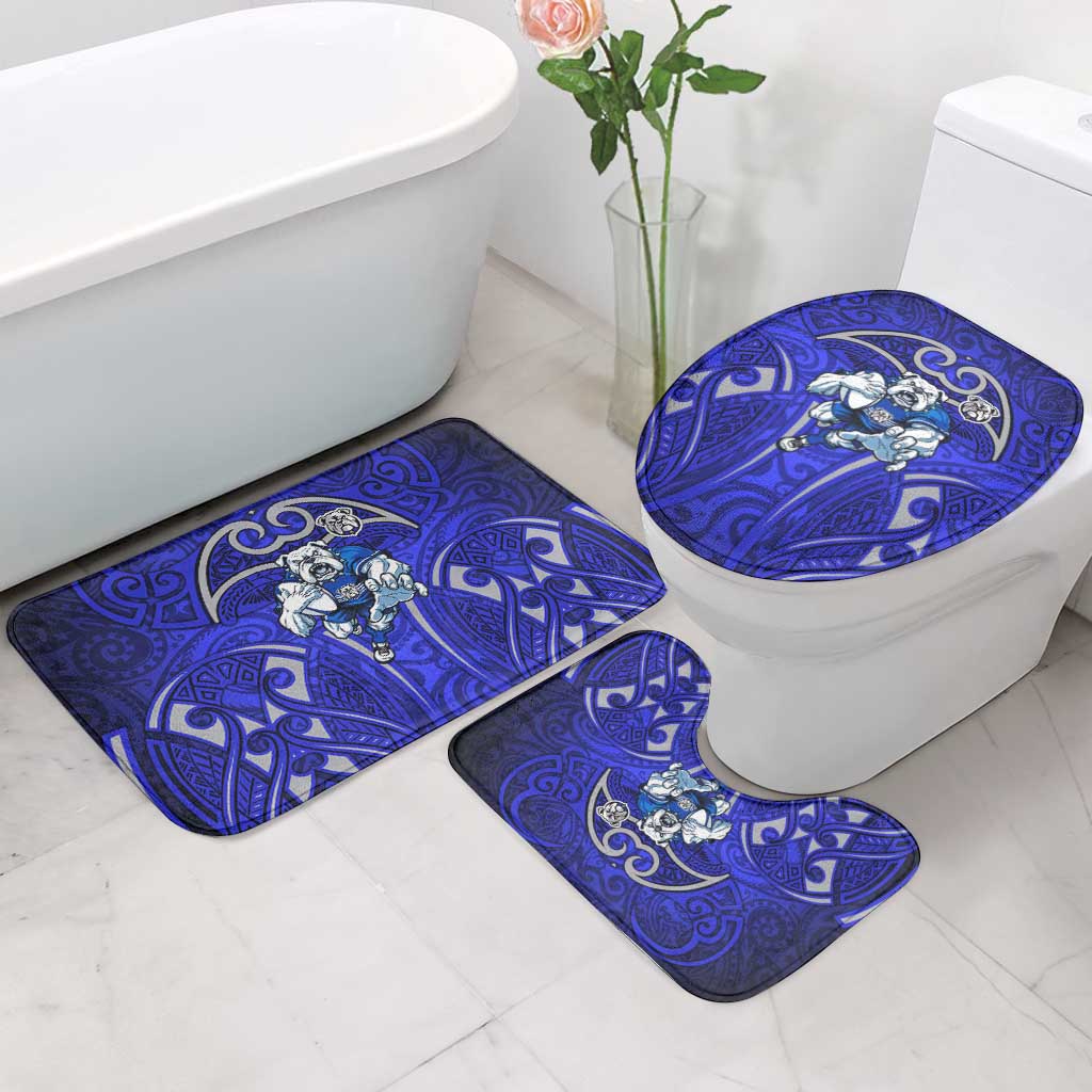 Canterbury Bankstown Bulldogs Rugby Bathroom Set Polynesian Tribal Bulldog Warrior Blue Pattern