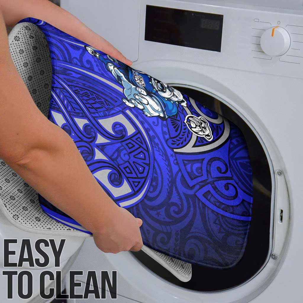 Canterbury Bankstown Bulldogs Rugby Bathroom Set Polynesian Tribal Bulldog Warrior Blue Pattern