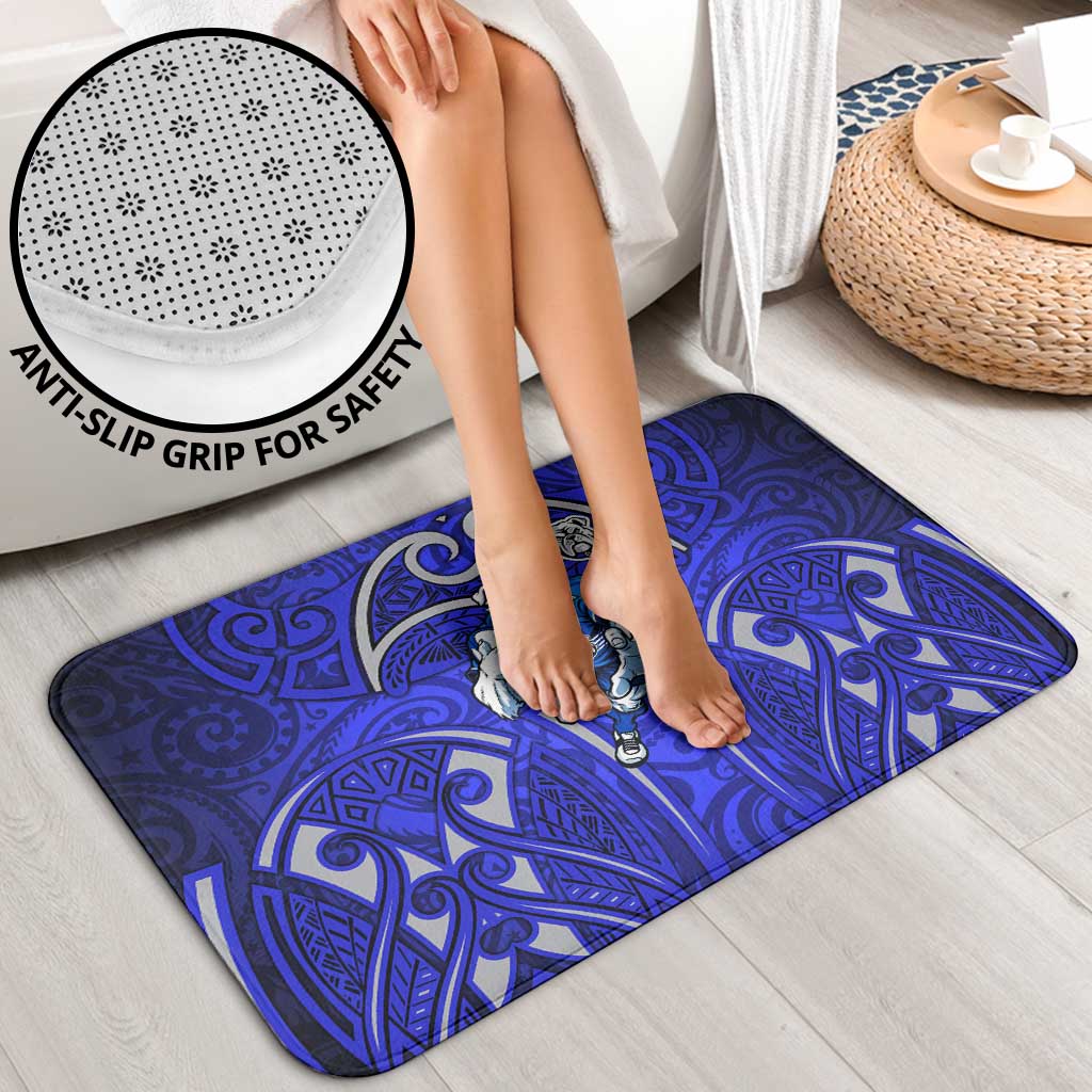 Canterbury Bankstown Bulldogs Rugby Bathroom Set Polynesian Tribal Bulldog Warrior Blue Pattern