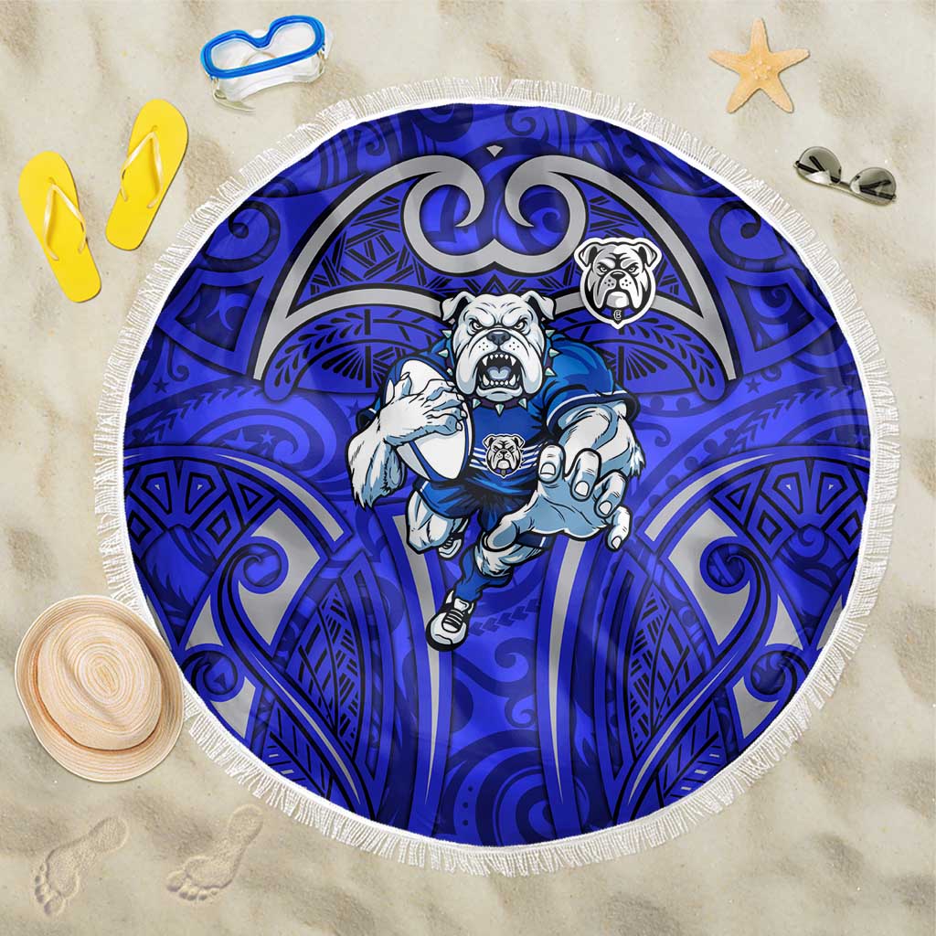 Canterbury Bankstown Bulldogs Rugby Beach Blanket Polynesian Tribal Bulldog Warrior Blue Pattern