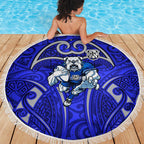 Canterbury Bankstown Bulldogs Rugby Beach Blanket Polynesian Tribal Bulldog Warrior Blue Pattern
