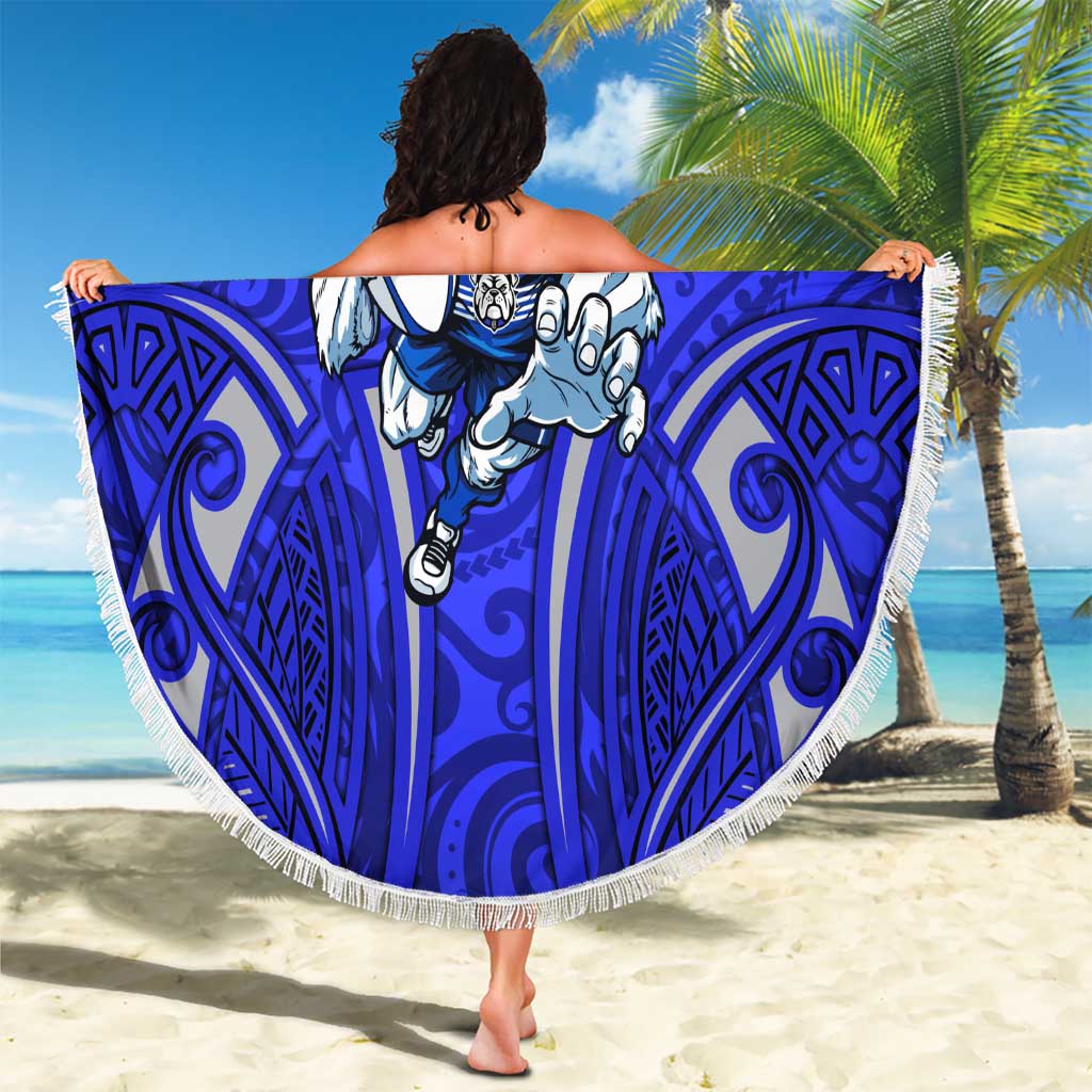 Canterbury Bankstown Bulldogs Rugby Beach Blanket Polynesian Tribal Bulldog Warrior Blue Pattern