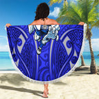 Canterbury Bankstown Bulldogs Rugby Beach Blanket Polynesian Tribal Bulldog Warrior Blue Pattern