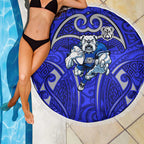 Canterbury Bankstown Bulldogs Rugby Beach Blanket Polynesian Tribal Bulldog Warrior Blue Pattern