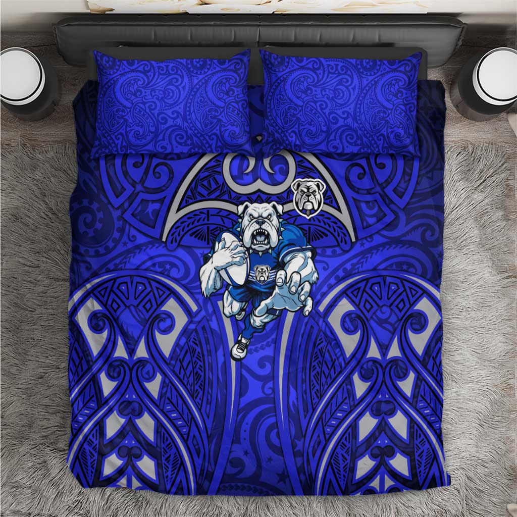 Canterbury Bankstown Bulldogs Rugby Bedding Set Polynesian Tribal Bulldog Warrior Blue Pattern