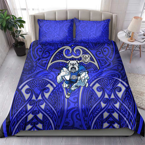 Canterbury Bankstown Bulldogs Rugby Bedding Set Polynesian Tribal Bulldog Warrior Blue Pattern