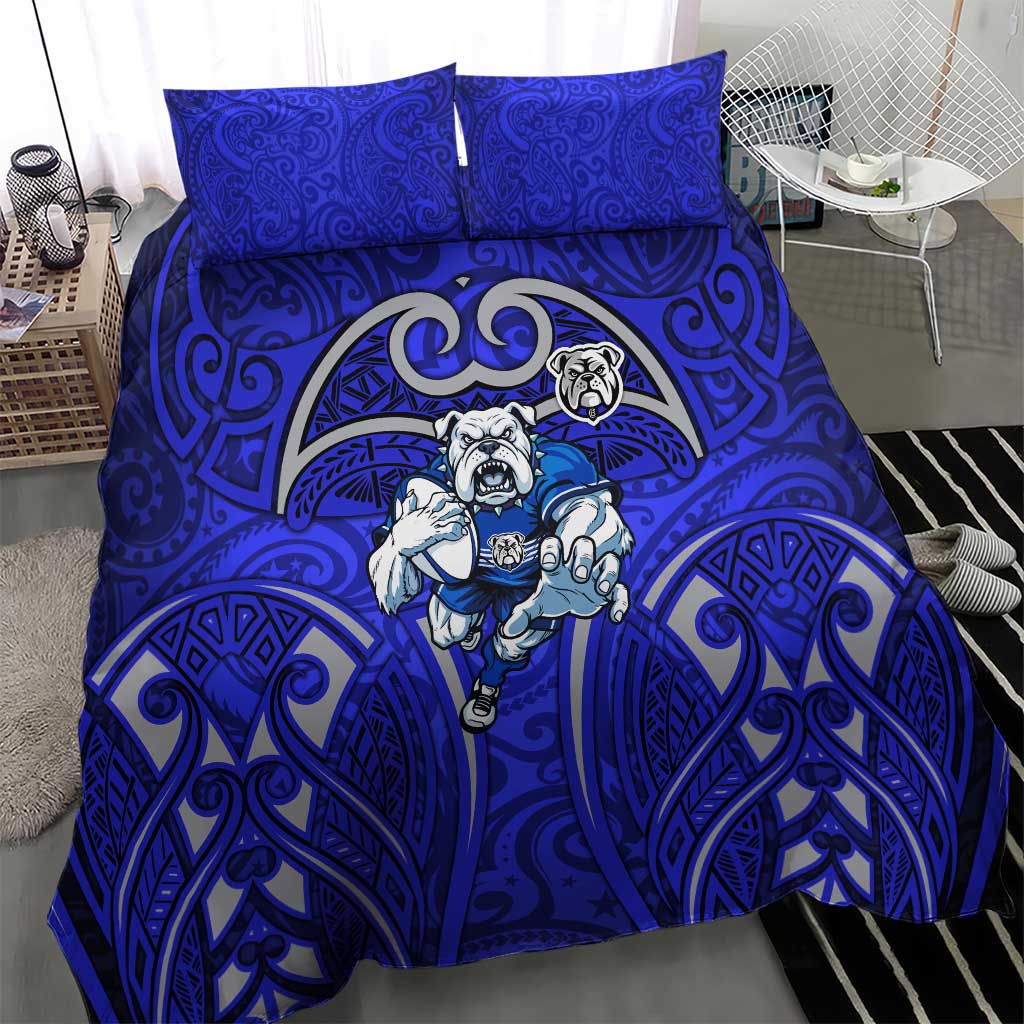 Canterbury Bankstown Bulldogs Rugby Bedding Set Polynesian Tribal Bulldog Warrior Blue Pattern