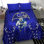 Canterbury Bankstown Bulldogs Rugby Bedding Set Polynesian Tribal Bulldog Warrior Blue Pattern